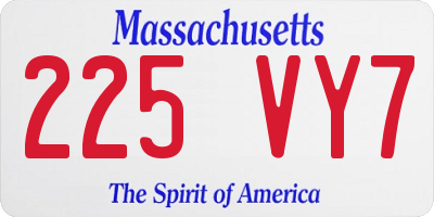 MA license plate 225VY7