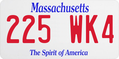 MA license plate 225WK4