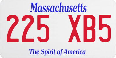 MA license plate 225XB5