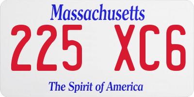 MA license plate 225XC6