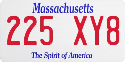 MA license plate 225XY8
