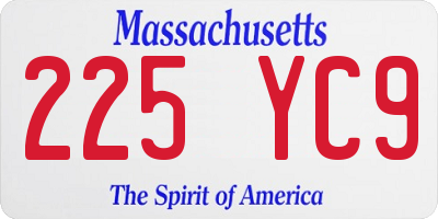 MA license plate 225YC9