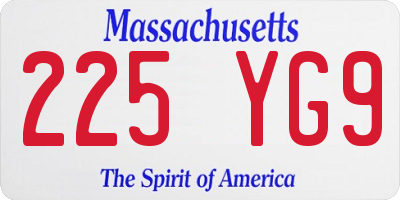 MA license plate 225YG9