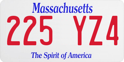 MA license plate 225YZ4