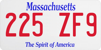 MA license plate 225ZF9