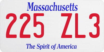 MA license plate 225ZL3