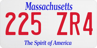 MA license plate 225ZR4