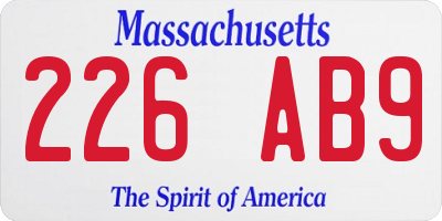 MA license plate 226AB9