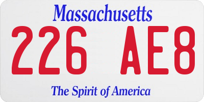 MA license plate 226AE8