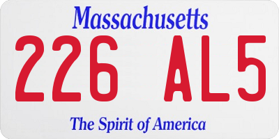 MA license plate 226AL5