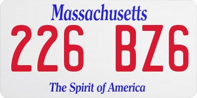 MA license plate 226BZ6