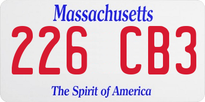 MA license plate 226CB3