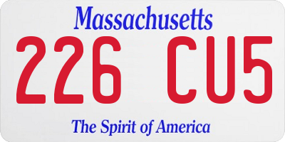 MA license plate 226CU5