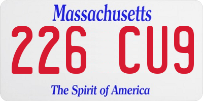 MA license plate 226CU9