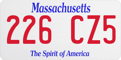 MA license plate 226CZ5