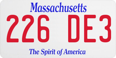 MA license plate 226DE3