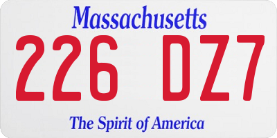 MA license plate 226DZ7