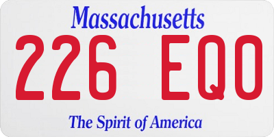 MA license plate 226EQ0