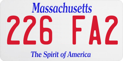 MA license plate 226FA2