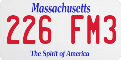 MA license plate 226FM3