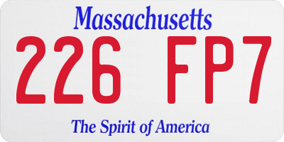 MA license plate 226FP7