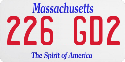 MA license plate 226GD2