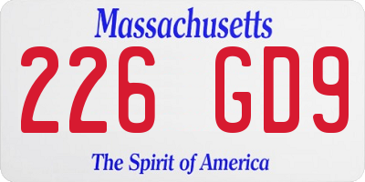 MA license plate 226GD9