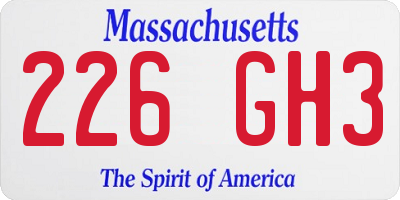 MA license plate 226GH3