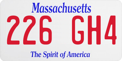 MA license plate 226GH4