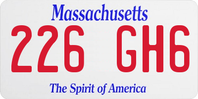 MA license plate 226GH6