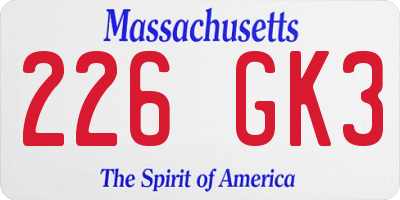 MA license plate 226GK3