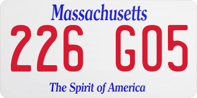 MA license plate 226GO5
