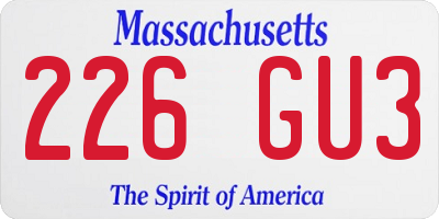 MA license plate 226GU3