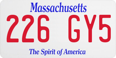 MA license plate 226GY5
