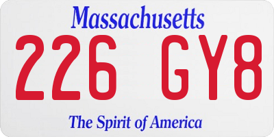 MA license plate 226GY8