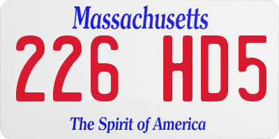 MA license plate 226HD5