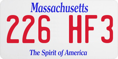 MA license plate 226HF3