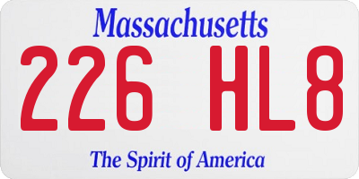 MA license plate 226HL8