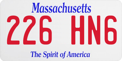 MA license plate 226HN6