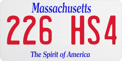 MA license plate 226HS4