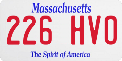 MA license plate 226HV0
