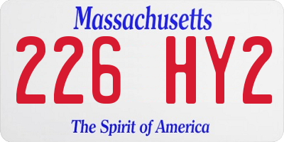 MA license plate 226HY2