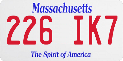 MA license plate 226IK7