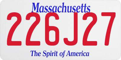 MA license plate 226J27