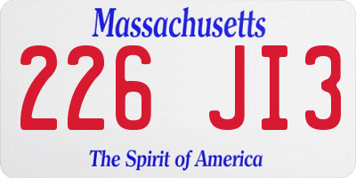 MA license plate 226JI3
