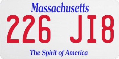 MA license plate 226JI8