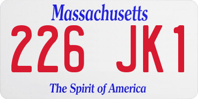 MA license plate 226JK1