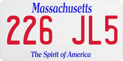 MA license plate 226JL5