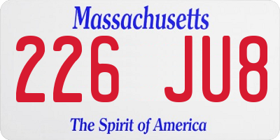 MA license plate 226JU8