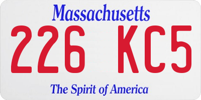 MA license plate 226KC5